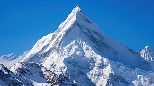 Photo snowcovered mountain against a blue sky generative ai