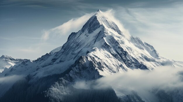 A snowcovered mountain peak AI Generative