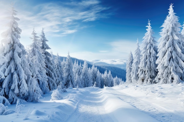 Snowcovered naaldbos in Tien Shan-gebergte in Kazachstan