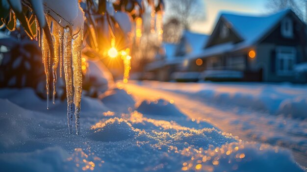 SnowCovered Street With House in Background