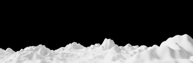 Photo snowdrift on black background 3d render