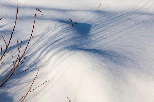 Snowdrifts after snowfall in winter