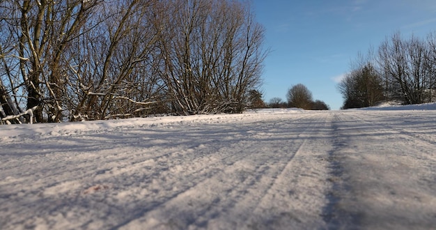 冬の降雪後の雪だらけ