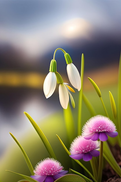 Snowdrop flowers background