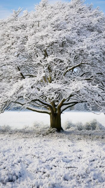 Photo snowdrop tree under early snowfall