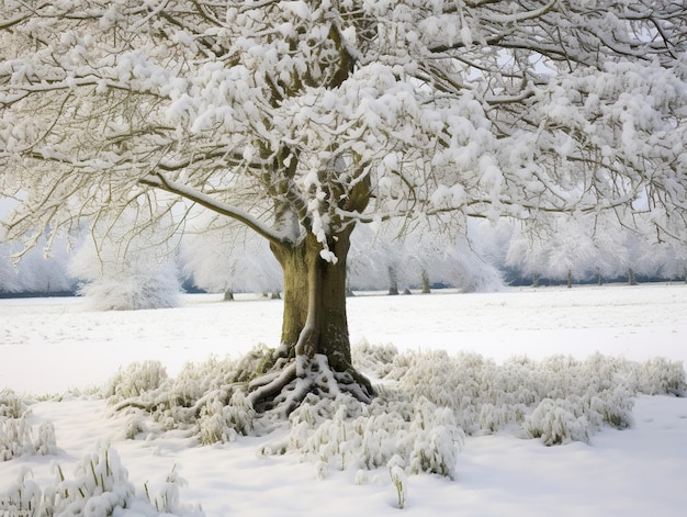 Snowdrop tree under early snowfall