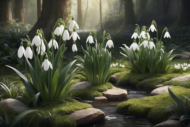 Foto il giardino botanico snowdrop varieties espone l'arte concettuale