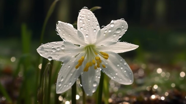 Snowdrop Windflower Beautifully Bloomed Generative AI