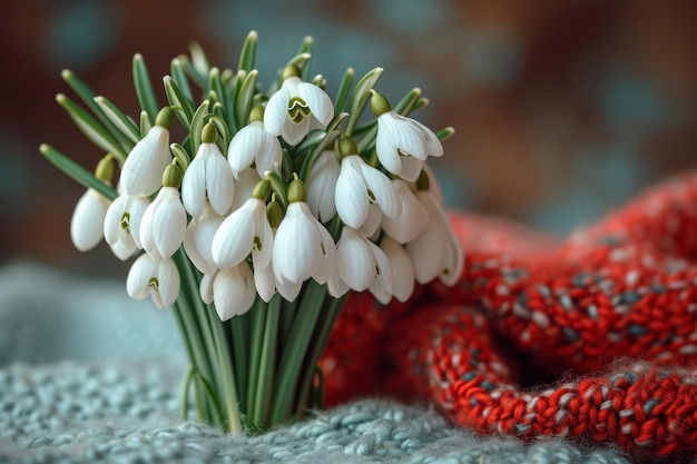 Snowdrops and martenitsa iconic symbols heralding the arrival of spring