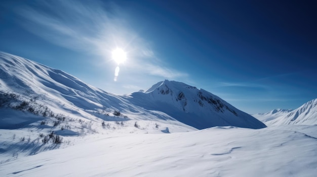 青い空と雪の山