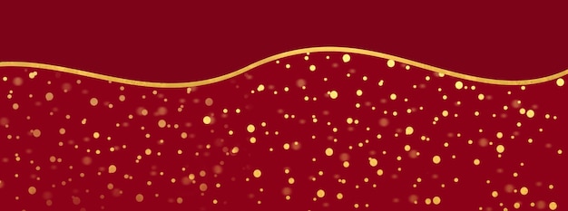 Snowfall background golden rain Red burgundy banner