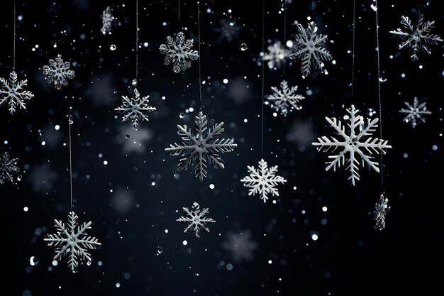 Photo snowfall on black background design element