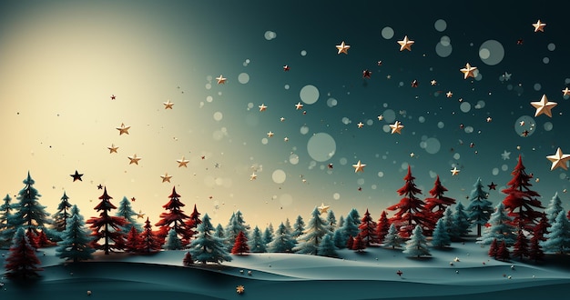 Снегопад на рождественском лесу мультфильм фоновые обои