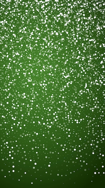 Snowfall overlay christmas background Subtle flying snow flakes and stars on christmas green background Festive snowfall overlay Vertical vector illustration