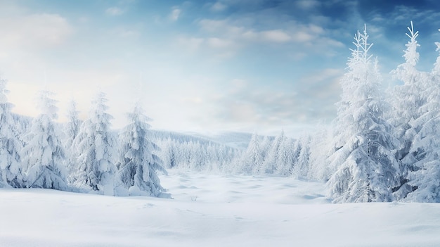 冬の森の降雪雪のある美しい風景