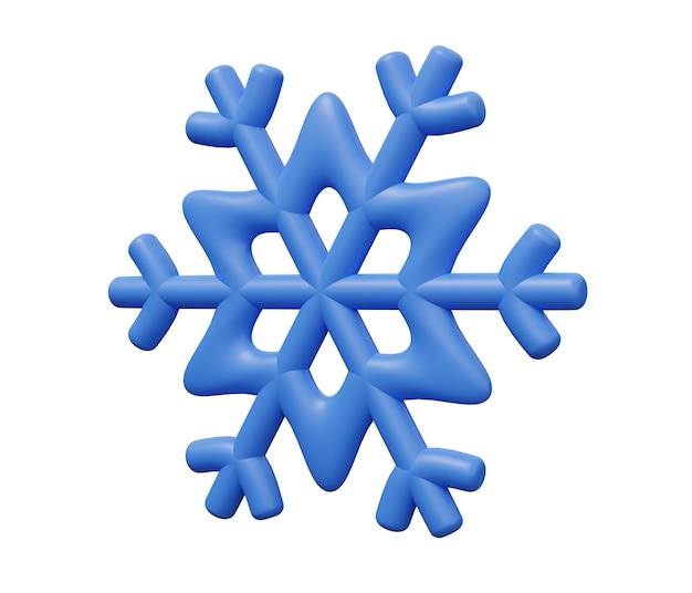 Foto icona 3d del fiocco di neve 3d rende l'illustrazione minima del fumetto