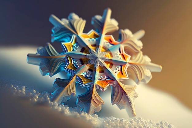 Snowflake 8k 3d vibrant illustrations light day hyperrealistic