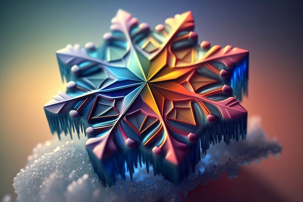 Snowflake 8k 3d vibrant illustrations light day hyperrealistic