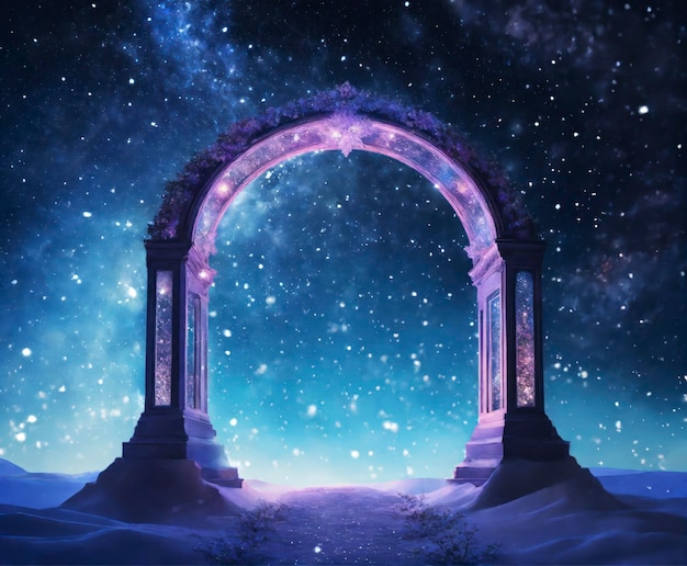 Фото Снежная арка в стиле галактической фантазии, свадебный стиль.