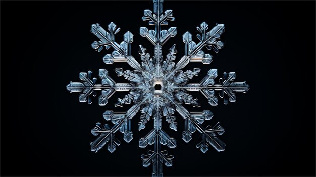 Snowflake on a black background 3d rendering 3d illustration