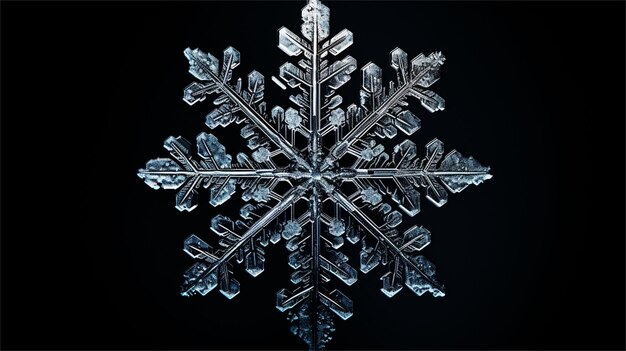 Photo snowflake on a black background 3d rendering 3d illustration