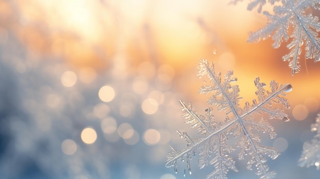 snowflake closeup in winter in the frost before christmas