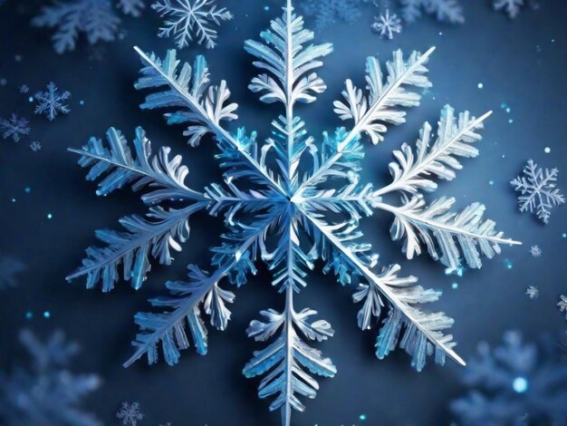 A snowflake on a dark background