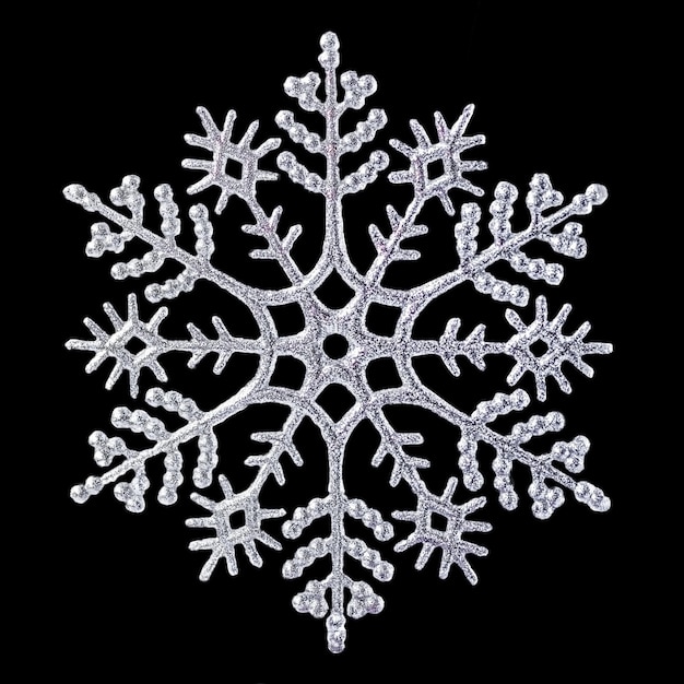 黒い背景に孤立した雪花