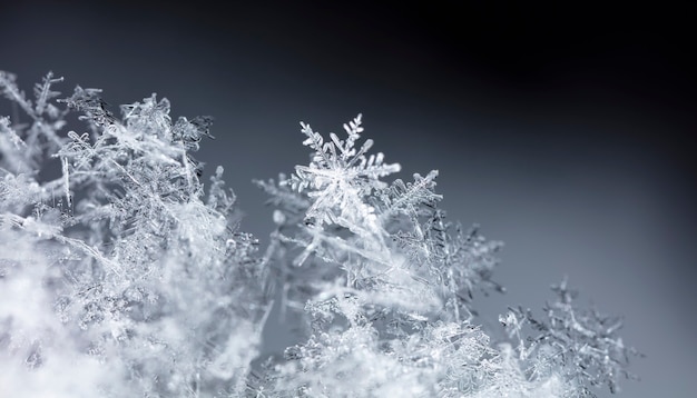 Фото Снежинка на естественном сугробе крупным планом рождество и зимний фон