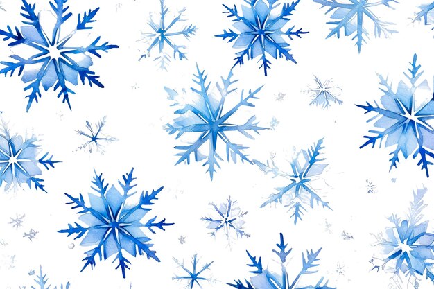 Snowflake pattern Christmas and New Year theme in watercolor style isolate on white