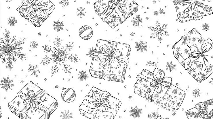 Photo a snowflake pattern is drawn in black and white