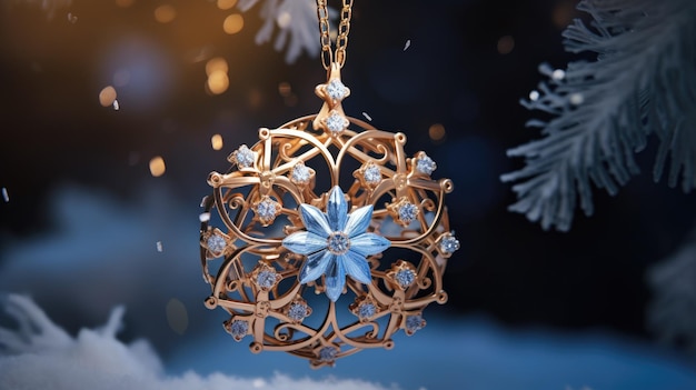 Snowflake pendant elegant locket background