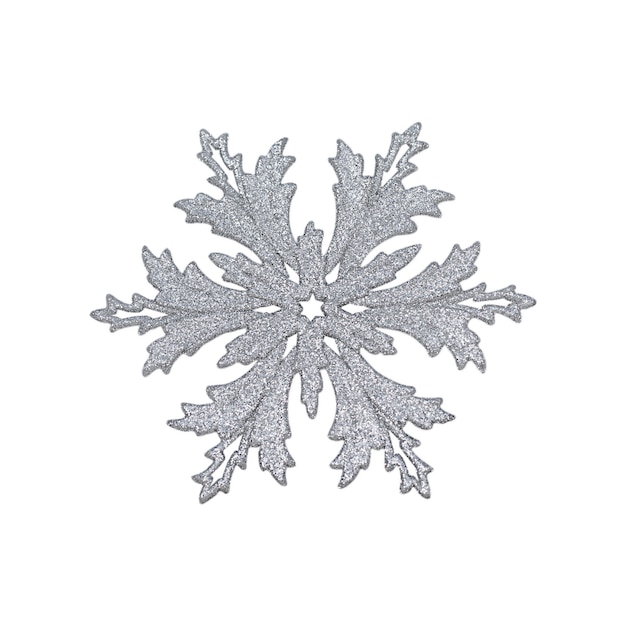 Photo snowflake, toy for a christmas tree, on a white