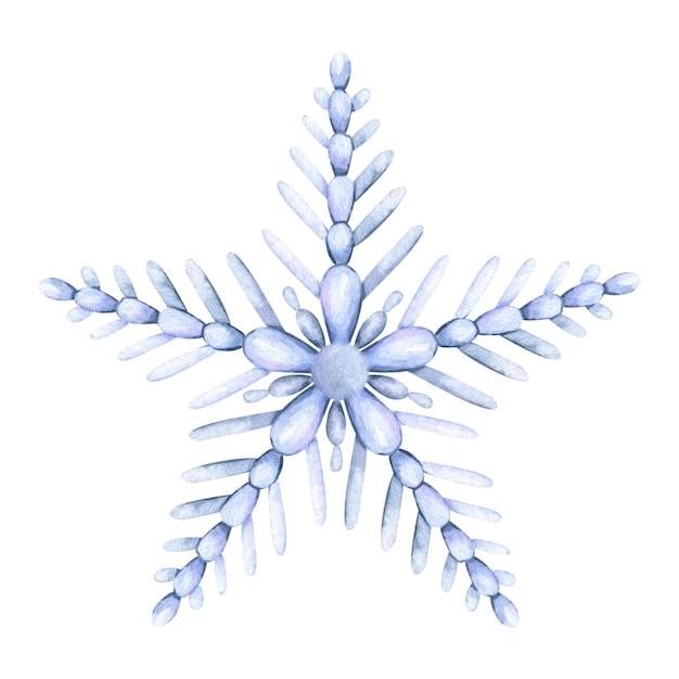 Snowflake Watercolor illustration Holiday traditional decoration symbol of winter and cold weather