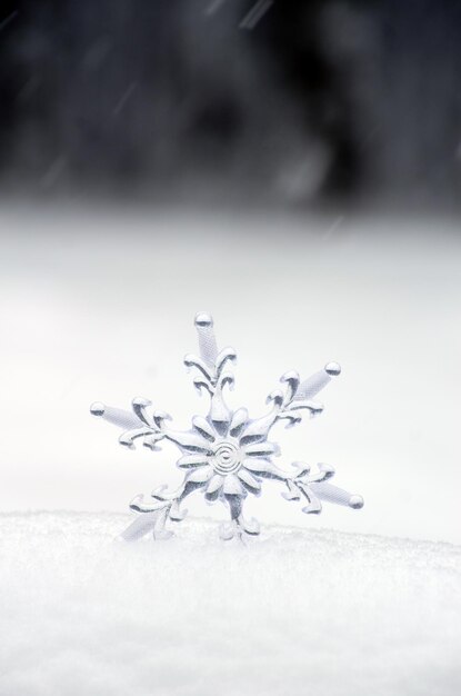 Snowflake in a white snow