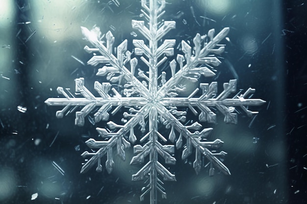 snowflake on a window with a blurry background generative ai