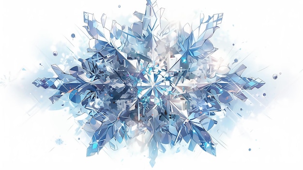 A snowflake with blue and white colors.