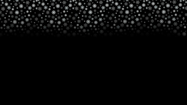 Snowflakes on black background for Christmas, new year or winter season concept design.