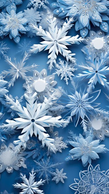 Snowflakes on a blue background Christmas and New Year background