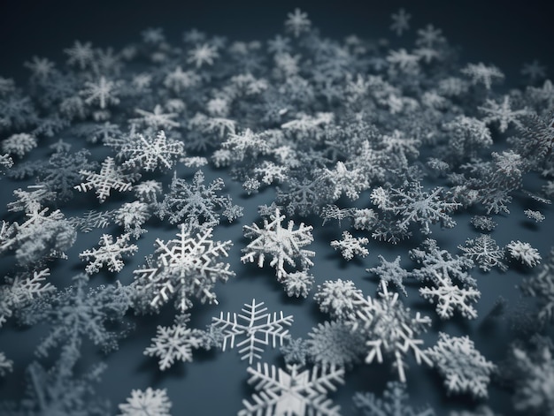 Foto fiocchi di neve su sfondo blu concetto di natale e capodanno