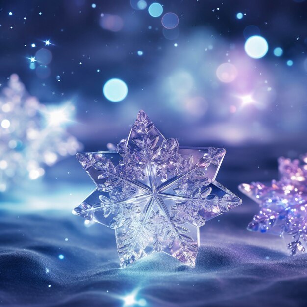 Snowflakes on a blue background with bokeh effect AI Generated Images