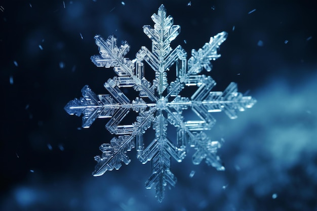 Photo snowflakes on a dark blue background closeup