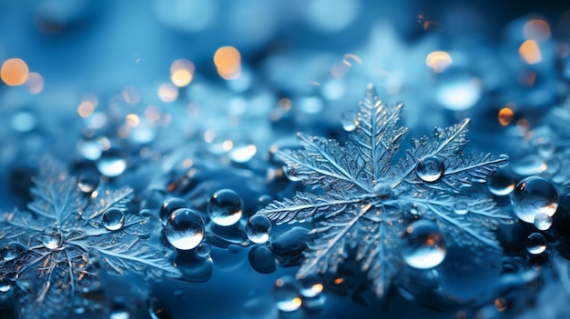 Photo snowflakes in detail closeup snow crystals