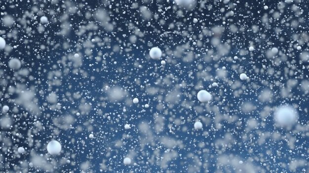 Snowflakes falling in the air on a blue background