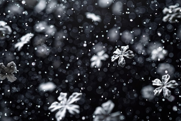 Snowflakes falling on black background