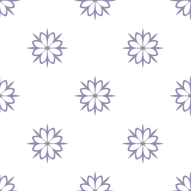 Snowflakes flowers Seamless pattern Purple crystals on an isolated background