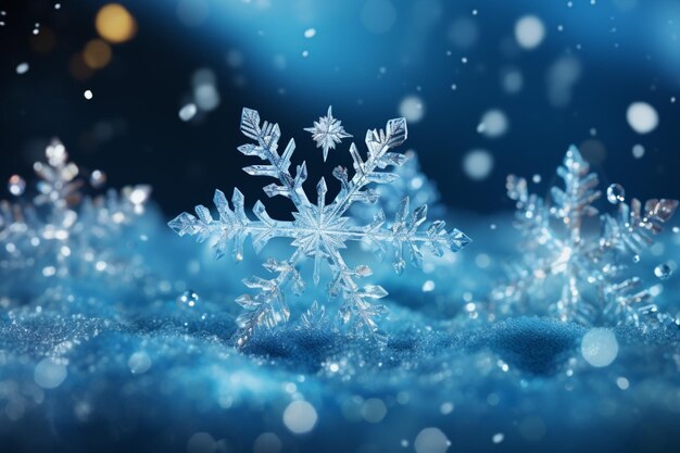 Snowflakes gracefully decorating a winter wonderland christmas snow light background