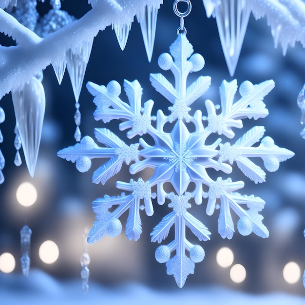 Snowflakes icicles ornaments christmas wallpaper picture