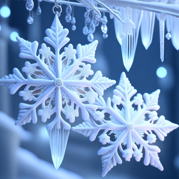 Snowflakes icicles ornaments christmas wallpaper picture