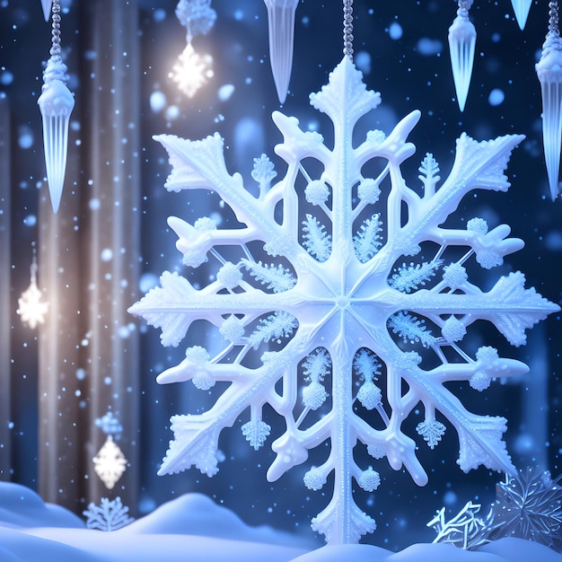 Snowflakes icicles ornaments christmas wallpaper picture